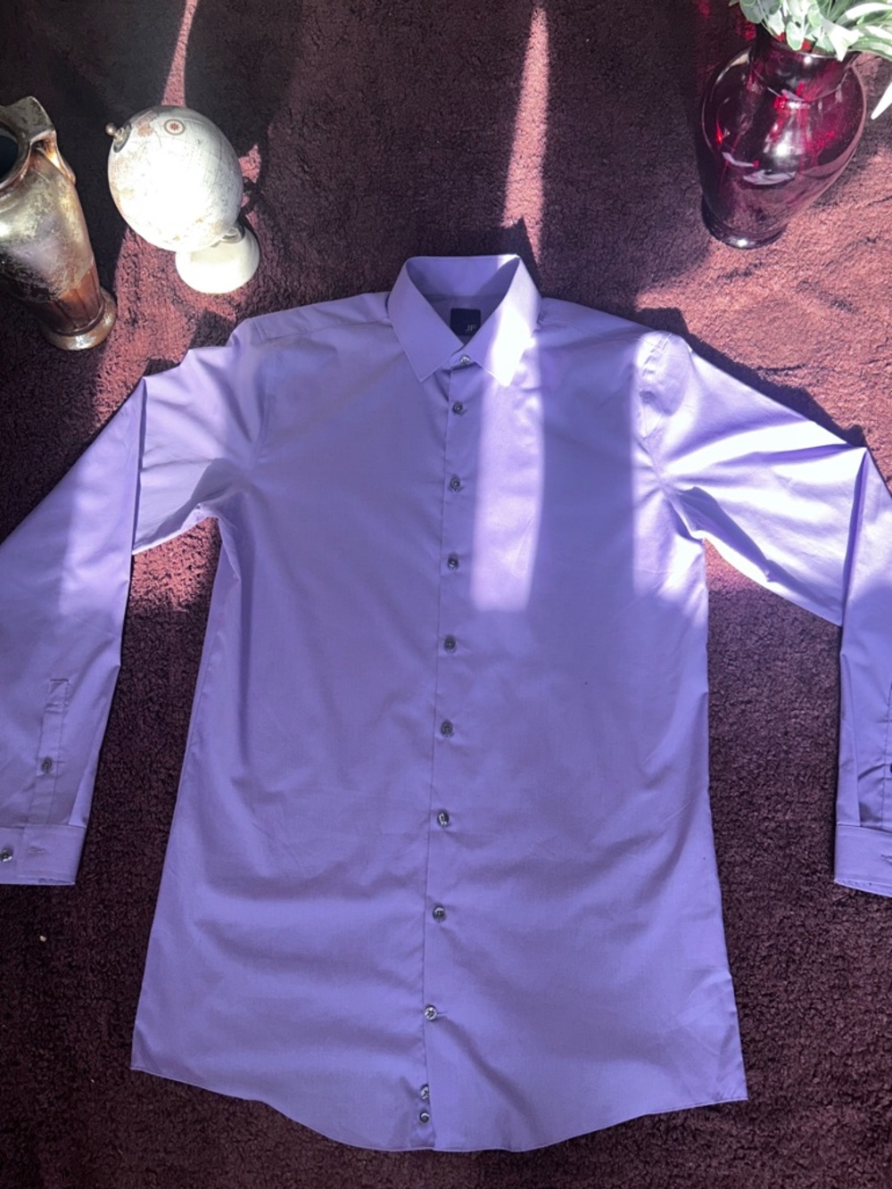 jf j.ferrar Men's Lavender Long-Sleeve Dress Shirt